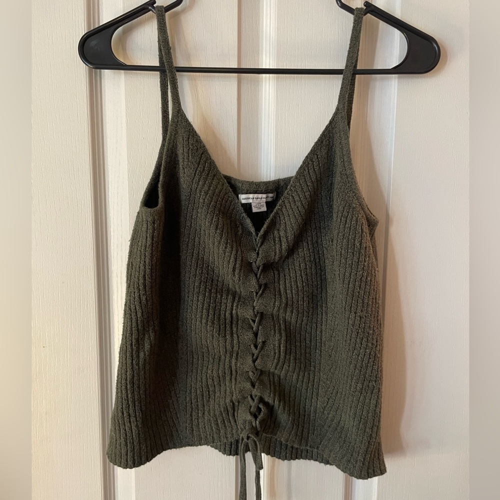 Forest green tank top with details